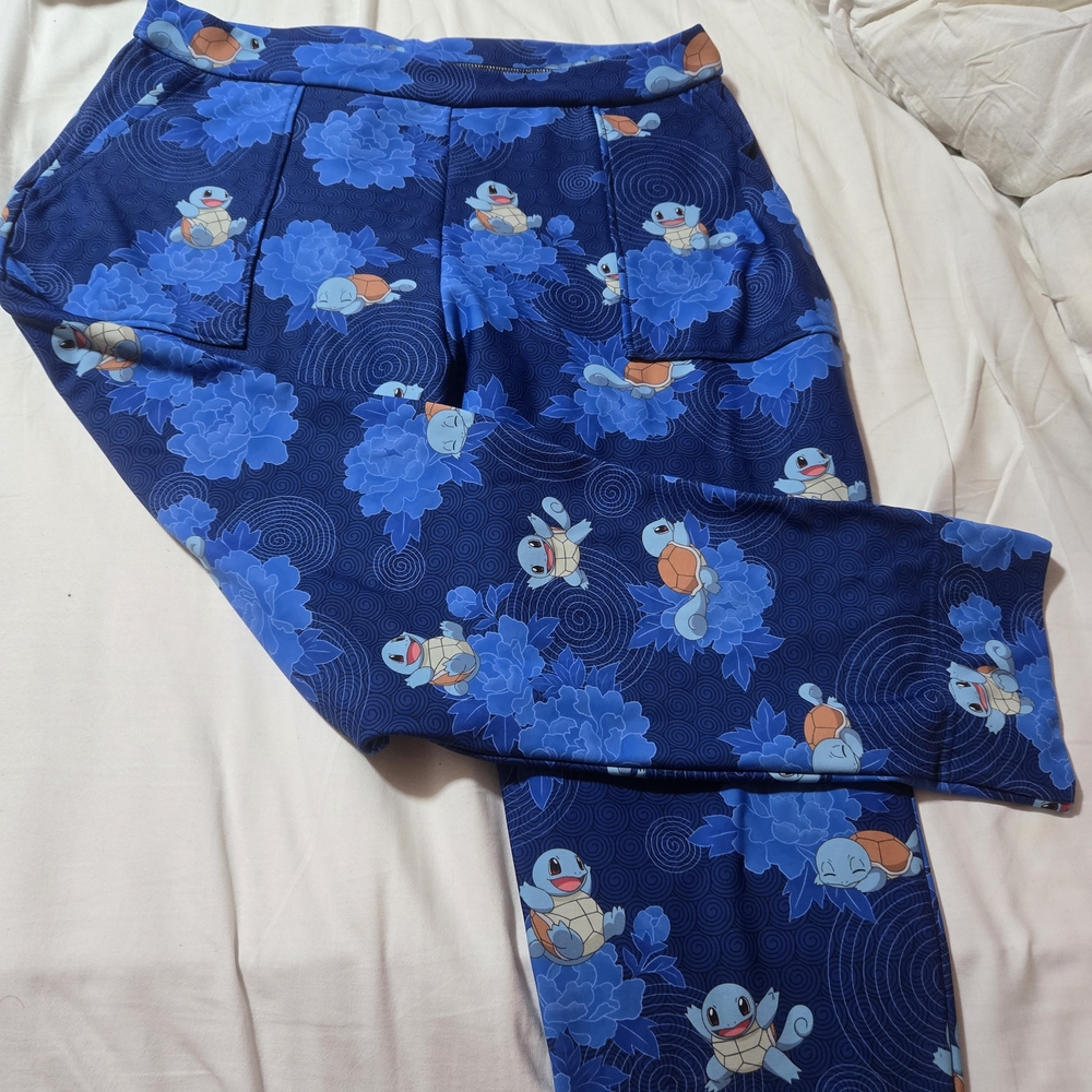 Blue Squirtle Floral Print Jogger Pants